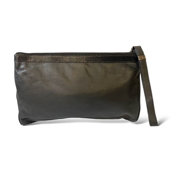 GUCCI Black Leather & Python Trim Vintage Clutch - Picture 14 of 15